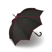 Parapluie droit pour femme PIERRE CARDIN - Ouverture automatique - Noir avec liseret rouge