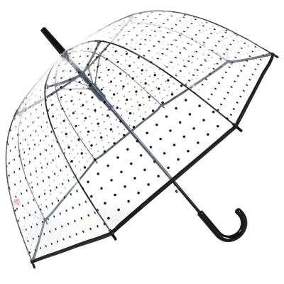 Parapluie transparent cloche pour femme - Système d'ouverture automatique - Pois