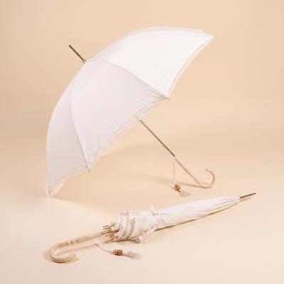 Longue Parapluie de mariage - Tissu pongé de haute qualité - Bordure en dentelle