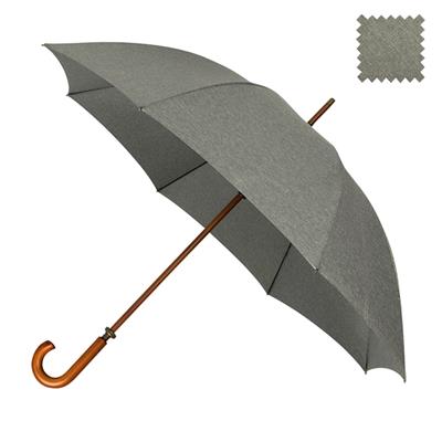 Parapluie de golf pour homme haute couture - Résistant au vent - Poignée bois - Gris