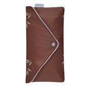 Mini parapluie femme résistant au vent - Marron à motifs - Pochette assortie