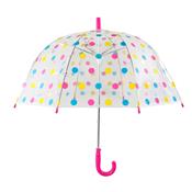 Parapluie cloche transparent automatique - Pois multicolores