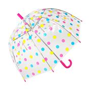 Parapluie cloche transparent automatique - Pois multicolores