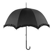 Parapluie pour mariée à ouverture automatique - Tissu noir de haute qualité avec volant