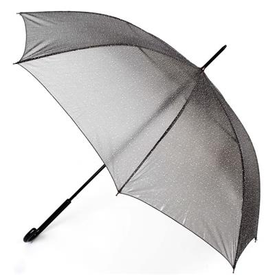Parapluie long femme à ouverture automatique - Résistant au vent - Gris avec goutees pailletées