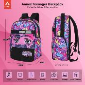 Sac à dos scolaire Annox NextGen - 30 x 16 x 47 cm - 23 L - Noir/Rose