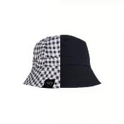 Chapeau imperméable pliable et réversible avec sac de rangement - Avec protection solaire UVP50+ - Matière recyclée - Noir Vichy - Taille Unique