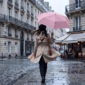 Mini parapluie pliant pour femmes - Ultra-léger et compact - Résistant au vent - Rose pastel