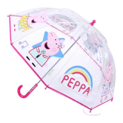 Parapluie enfant transparent -  Parapluie fille - Poignée rose - Peppa Pig