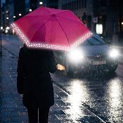 Parapluie pliable réfléchissant pour femmes et hommes - Léger - Rose fluo