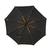 Parapluie long automatique avec les baleines orange - Large 125 cm - Résistant au vent - Noir et orange