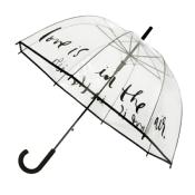 Parapluie cloche - Ouverture automatique - Transparent "Love is in the air"