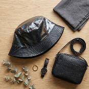 Chapeau de pluie pour femme - Imperméable - Noir