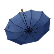 Parapluie compact pour femme - Ouverture automatique - Bleu avec poignée en bois