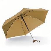 Mini parapluie pliant - Parapluie cinq volets - Protection UV - Léger et compact - Manche oblat en bois avec housse en tissu - Caramel rustique