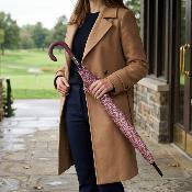 Parapluie Long pour Femme - Système d'ouverture Automatique - 16 Baleines en Fibre de Verre - Grande Protection de 105 cm - Résistant au vent - Rose Pale
