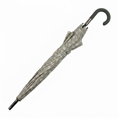 Parapluie Long - Poignée Courbée pour Femme et Homme - 16 baleines en Fibre de Verre - Résistant au vent - Manche en Bois - Vert Sauge