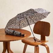 Parapluie Pliant pour Femme - Système d'ouverture Automatique - 8 Baleines en Fibre de Verre - Parapluie Pliant à Trois Volet - Résistant au vent - Poignée en Bois - Gris Anthracite