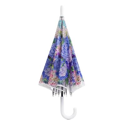 Parapluie Transparent pour Femme - Système d'ouverture automatique - Resistant au Vent - Hortensia