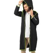Imperméable - Bandes réfléchissantes au dos - Taille S (150-165CM) - Noir avec passepoil citron vert