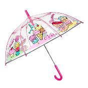 Parapluie transparent cloche pour enfant - Bordure réfléchissante pour une meilleure visibilité la nuit - Parapluie fille - Crème glacée