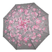 Mini parapluie pliant et écologique pour femme - Système d'ouverture automatique - Fleur de cerisier
