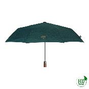 Mini parapluie pliant et écologique pour homme - Avec manche en bois - Système d'ouverture automatique - Vert