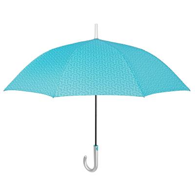 Grand parapluie automatique - Résistant au vent - Poignée incurvée - Motif géométrique - Bleu