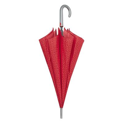 Grand parapluie automatique - Résistant au vent - Poignée incurvée - Motif géométrique - Rouge