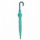 Grand parapluie automatique - Résistant au vent - Poignée incurvée - À pois - Bleu Aqua