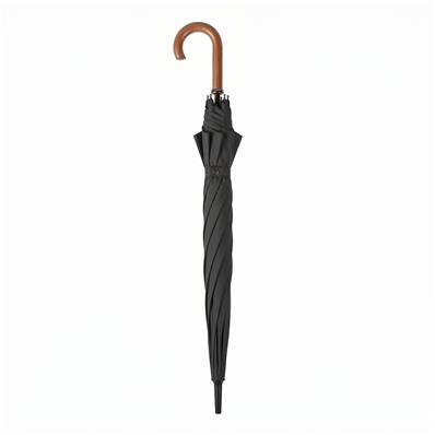 Parapluie golf pour homme - Système d'ouverture automatique - Grande protection de 120 cm - Avec poignée courbée en bois - Noir