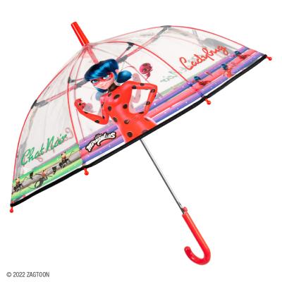 Parapluie enfant transparent -  Parapluie fille - Poignée rouge - Ladybug