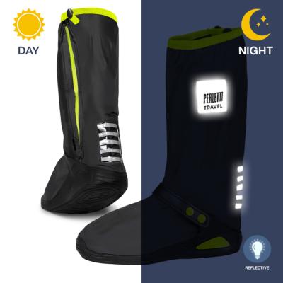 Couvre-chaussures hautes imperméables - Légers et pliables - Avec détails réfléchissants pour une meilleure visibilité - Taille M (40-42) - Citron vert