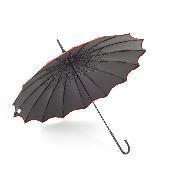 Parapluie long pour femme - Parapluie pagode - Bord festonné rouge