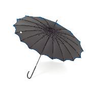 Parapluie long pour femme - Parapluie pagode - Bord festonné bleu sarcelle