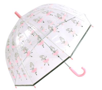 Parapluie enfant transparent -  Parapluie fille -  Poignée rose - Danseuses