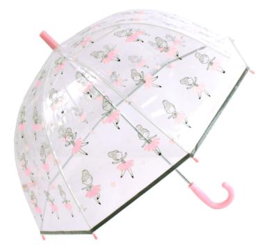 Parapluie enfant transparent -  Parapluie fille -  Poignée rose - Danseuses