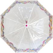 Parapluie transparent cloche - avec bordure fleurs