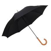 Parapluie de marche unisexe - Ouverture automatique - Résistant au vent - Poignée en bois - Noir