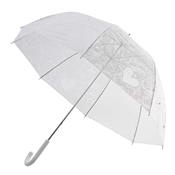 Parapluie long - Cloche avec imprimé design - Poignée courbée - Blanc