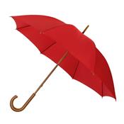 Parapluie canne et écologique - Ouverture manuelle - Large protection 102 cm - Rouge avec poignée en bois - toile en tissus RPET (bouteilles en plastiqus recyclés)