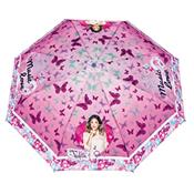Parapluie pliant- Ouverture manuelle - Mini - Violetta - Rose avec papillons
