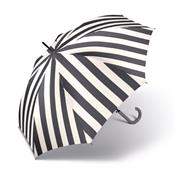 Parapluie PIERRE CARDIN long pour femme - Ouverture automatique - Large 105 cm - Rayures blanches et noires