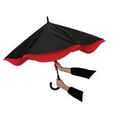 Parapluie long à monture innovante - Diamètre 128 cm - Résistant au vent - Noir et rouge