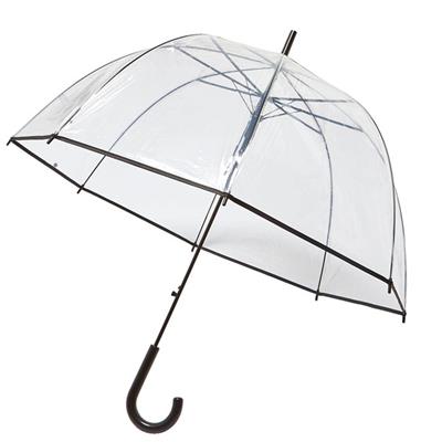 Parapluie femme - droit - resistant au vent - transparent - bordure noire