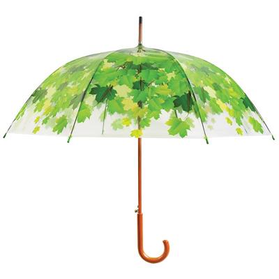 Parapluie cloche transparent avec joli imprimé feuilles