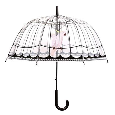 Parapluie cloche Transparent Solide - Ouverture Automatique - Imprimé Cage à oiseaux