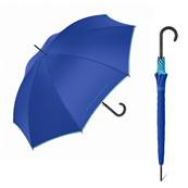 Grand parapluie automatique - Résistant au vent - Avec poignée courbée - Bleu éblouissant