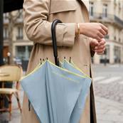 Grand parapluie automatique - Résistant au vent - Avec poignée courbée - Bleu Tourmaline