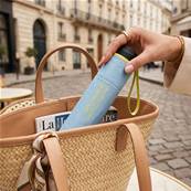 Mini parapluie pliant - Poignée à bouton - Résistant au vent - Bleu tourmaline